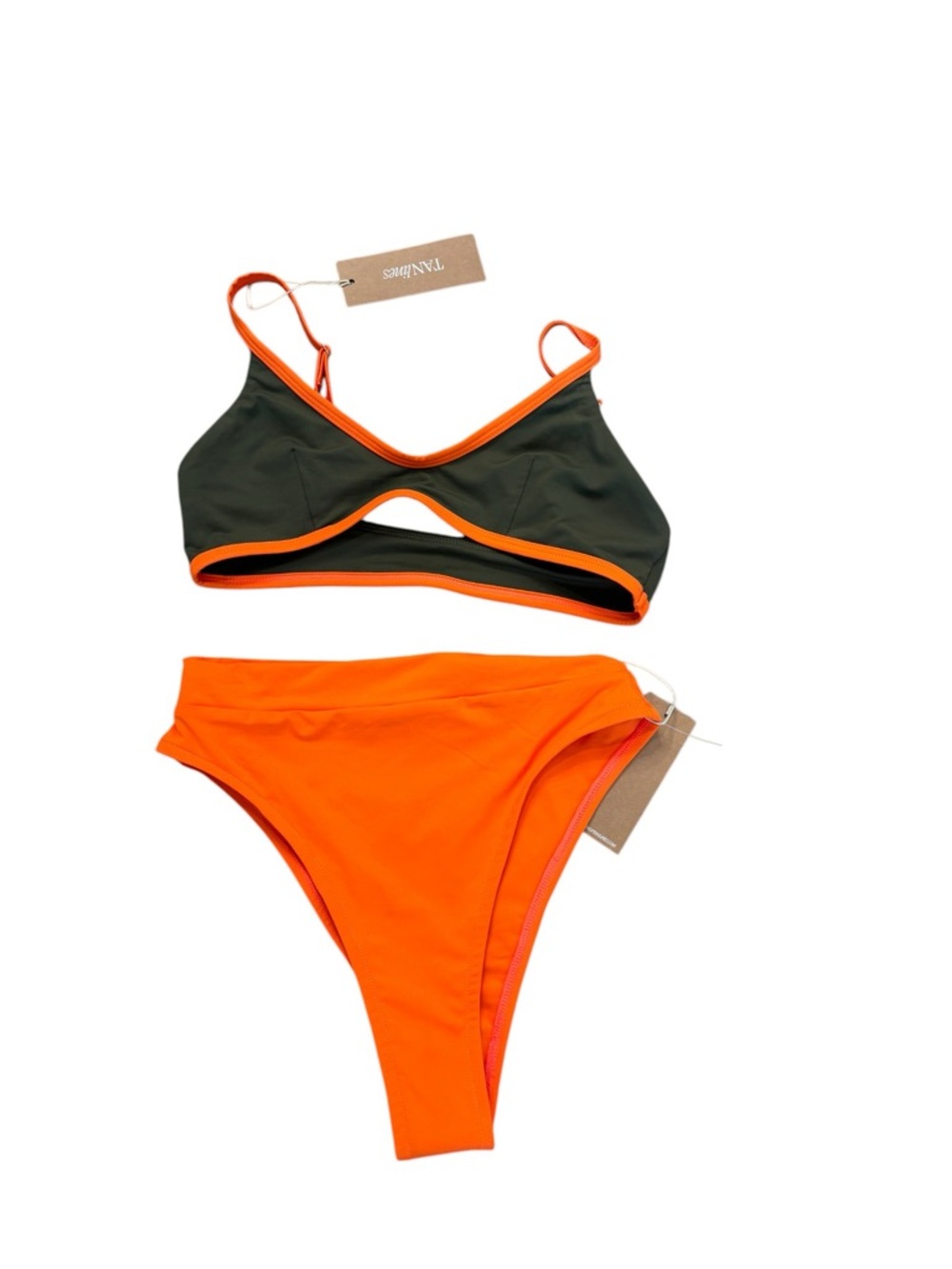 NEW Tan Lines by Sivan Ayla Orange & Green Bikini Small
